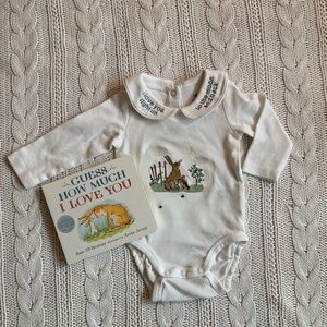 GUESS HOW MUCH I LOVE YOU Embroidered Baby Bodysuit and Book Set - 3M - NWOT